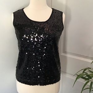GEORGE Black sequined sleeveless tank top shell